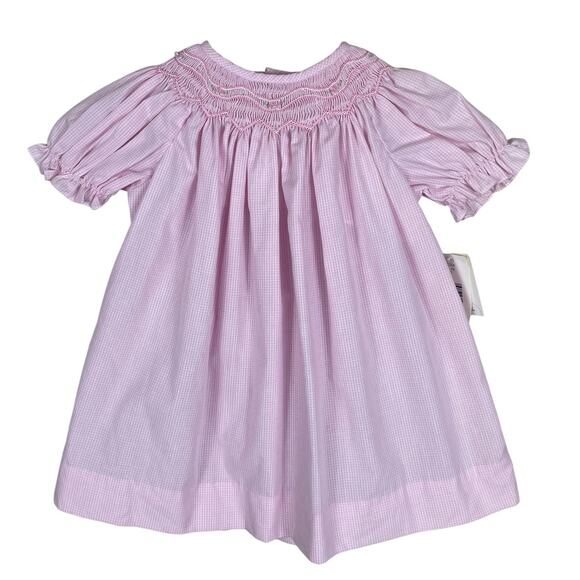 Petit Ami Gingham Smocked Dress Pink Girls Size 9 Months NEW WITH TAGS - Picture 1 of 9